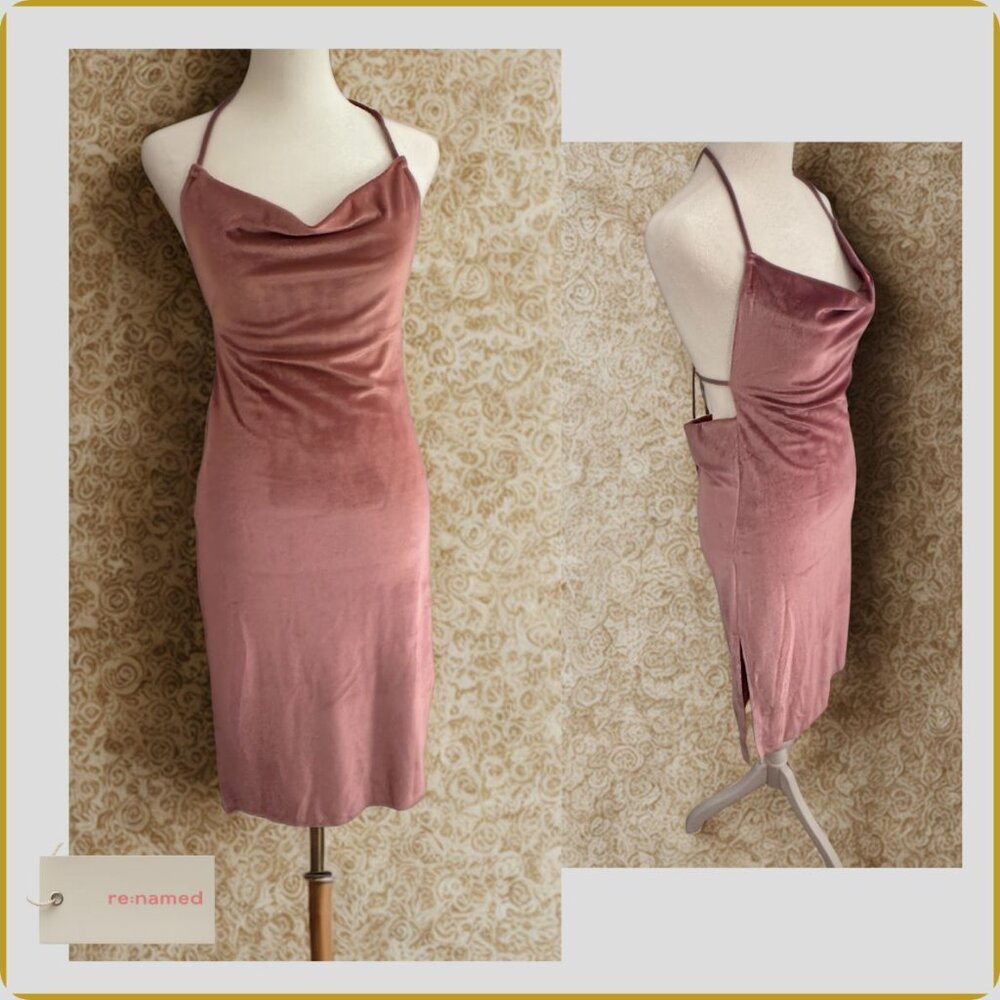 💚 NWT - Re:named Velvet Cowl Neck Midi Slip Dress – Dusty Rose – Size S